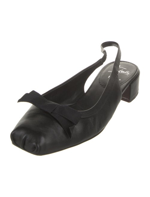 Christian Louboutin Leather Bow Accents Slingback Flats