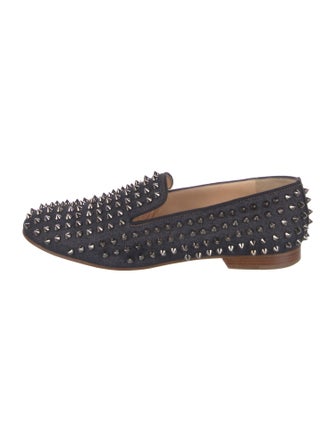 Christian Louboutin Spike Accents Denim Loafers