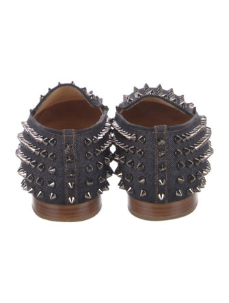 Christian Louboutin Spike Accents Denim Loafers