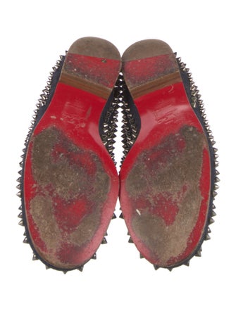 Christian Louboutin Spike Accents Denim Loafers