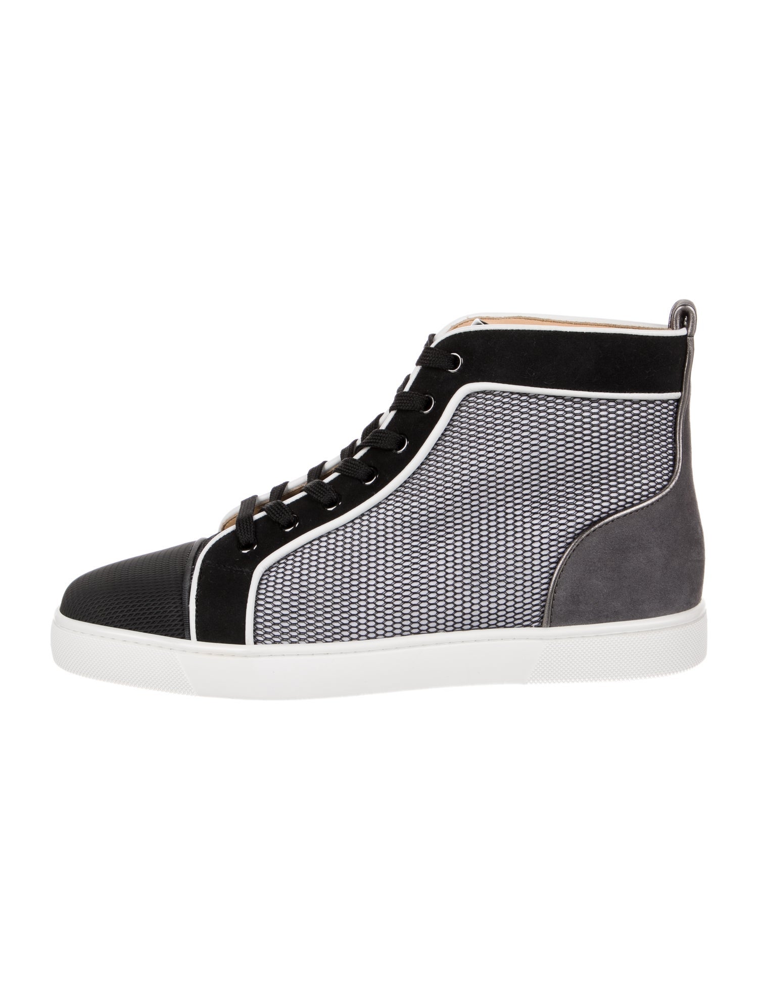 Christian Louboutin Mesh Leather Trim Embellishment Sneakers