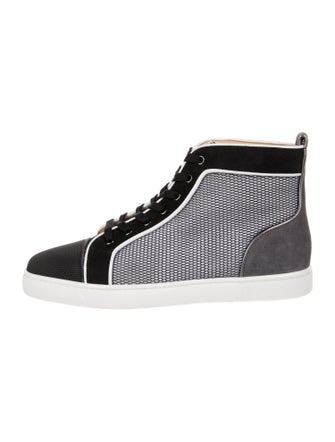 Christian Louboutin Mesh Leather Trim Embellishment Sneakers