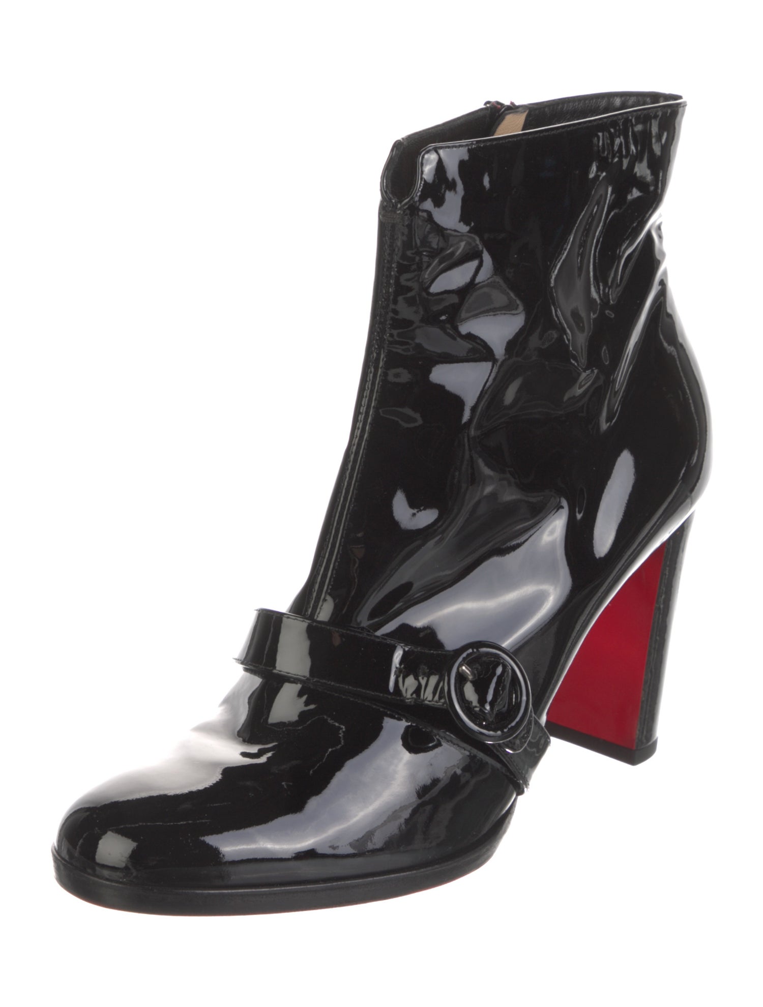 Christian Louboutin Patent Leather Leather Trim Embellishment Boots