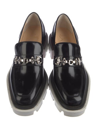 Christian Louboutin Patent Leather Chain-Link Accents Loafers