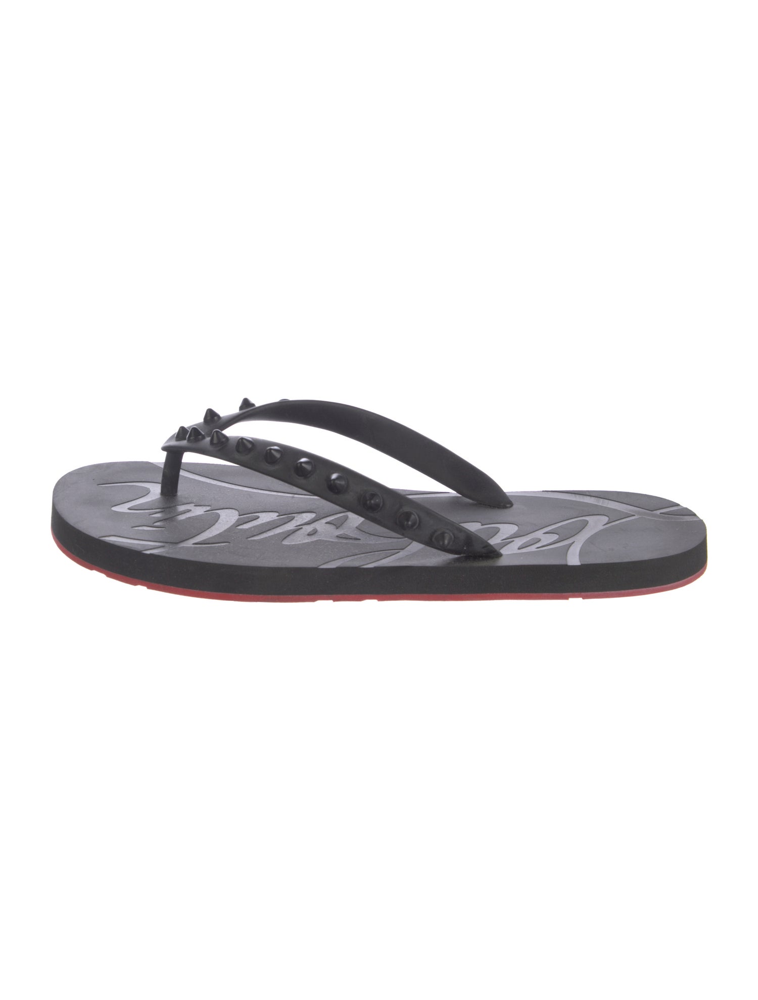 Christian Louboutin Spike Accents Rubber Flip Flops