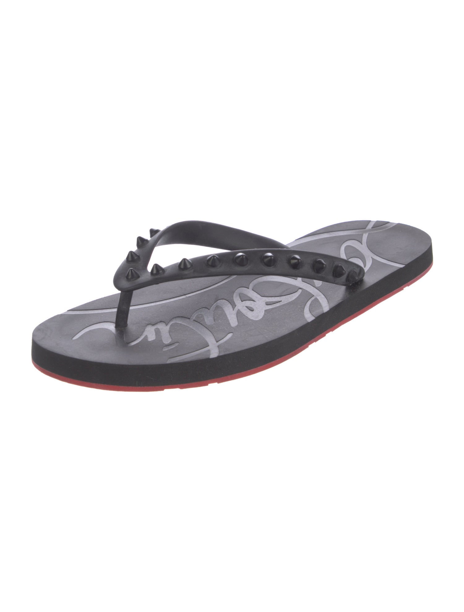 Christian Louboutin Spike Accents Rubber Flip Flops
