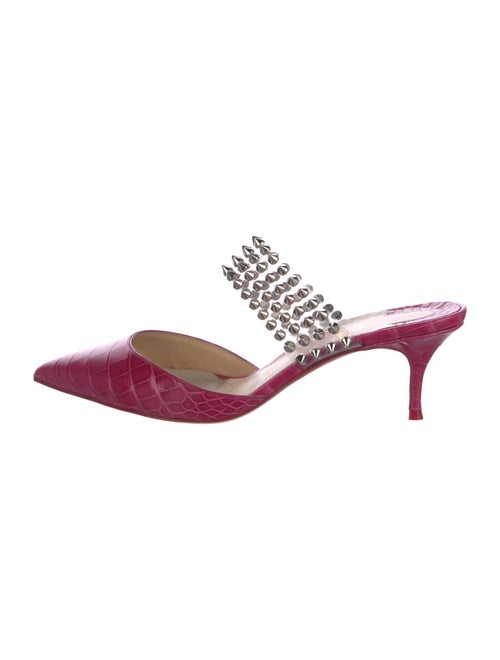 Christian Louboutin Spike Accents Embossed Leather Mules