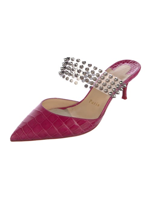 Christian Louboutin Spike Accents Embossed Leather Mules