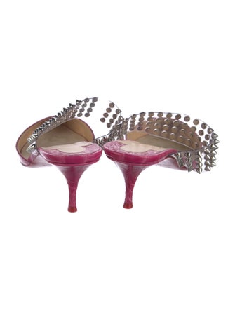 Christian Louboutin Spike Accents Embossed Leather Mules
