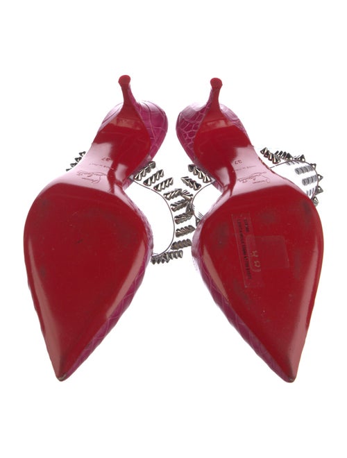 Christian Louboutin Spike Accents Embossed Leather Mules