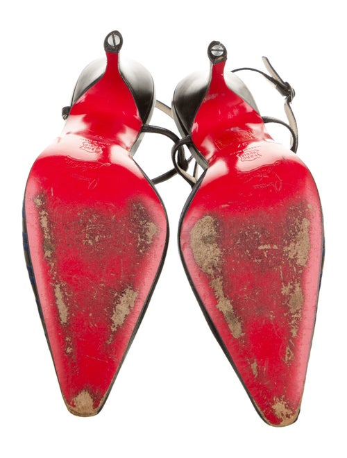 Christian Louboutin Satin Striped T-Strap Pumps