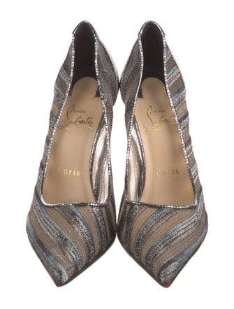 Christian Louboutin Lace Striped Mules