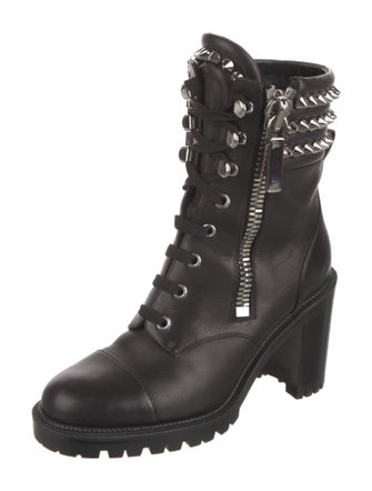 Christian Louboutin Spike Accents Leather Combat Boots