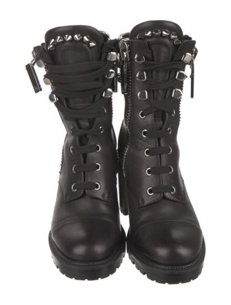 Christian Louboutin Spike Accents Leather Combat Boots