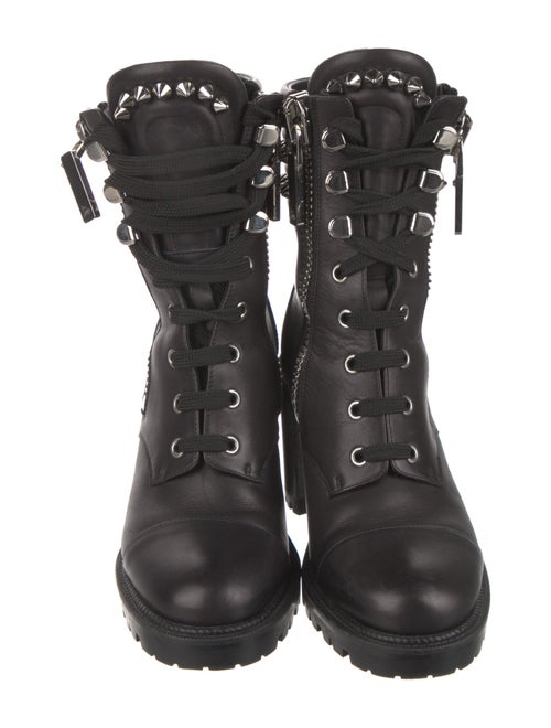 Christian Louboutin Spike Accents Leather Combat Boots