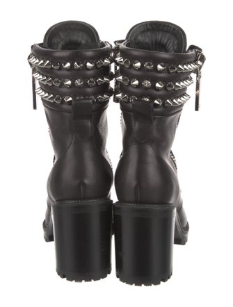 Christian Louboutin Spike Accents Leather Combat Boots