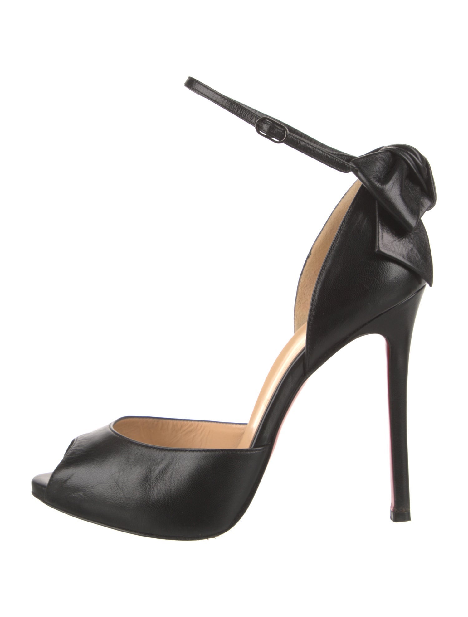 Christian Louboutin Leather Bow Accents D'Orsay Pumps