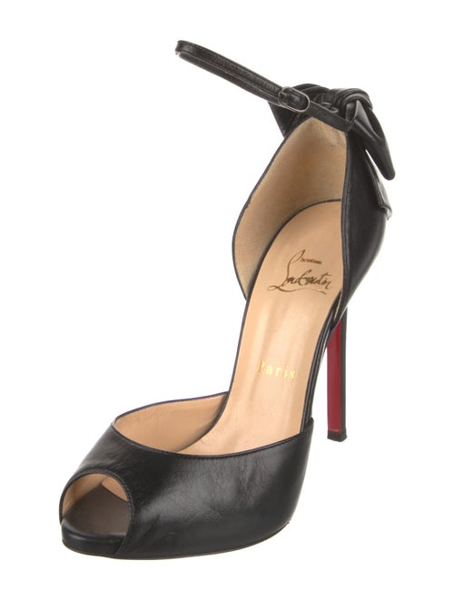 Christian Louboutin Leather Bow Accents D'Orsay Pumps