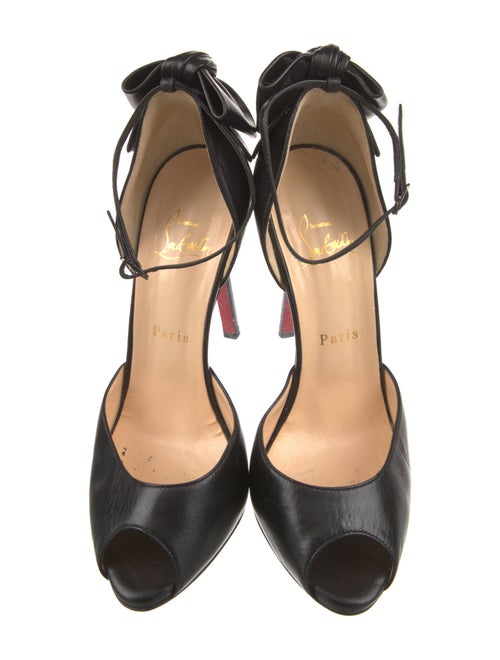 Christian Louboutin Leather Bow Accents D'Orsay Pumps