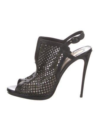 Christian Louboutin Leather Lasercut Accents Slingback Pumps