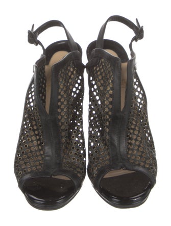 Christian Louboutin Leather Lasercut Accents Slingback Pumps