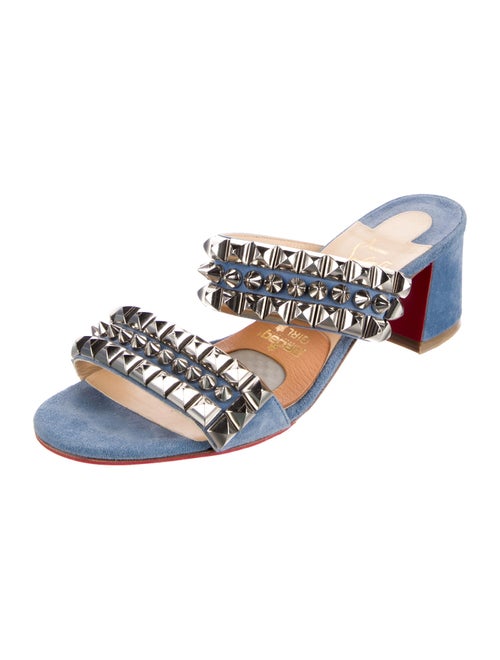 Christian Louboutin Spike Accents Suede Slides