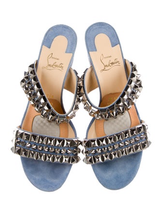 Christian Louboutin Spike Accents Suede Slides