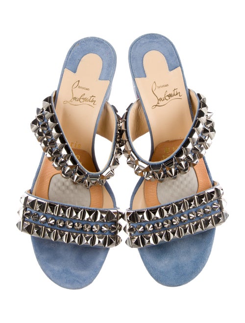 Christian Louboutin Spike Accents Suede Slides