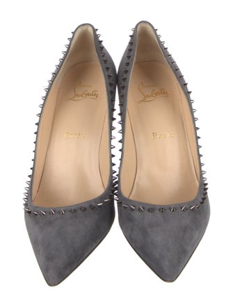 Christian Louboutin Spike Accents Suede Pumps