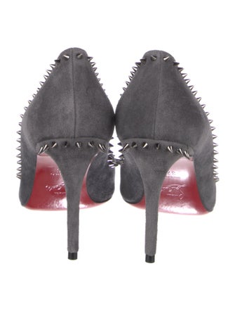 Christian Louboutin Spike Accents Suede Pumps
