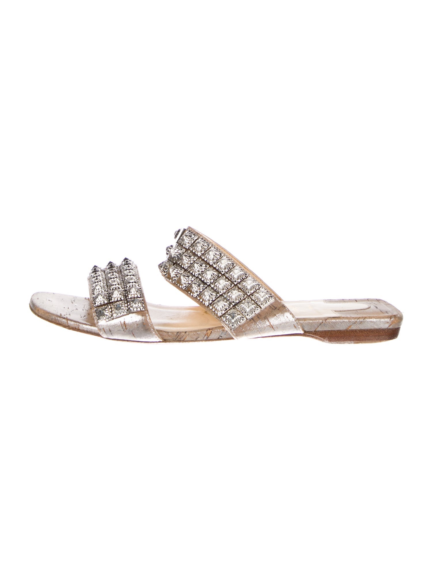 Christian Louboutin Rockstud Accents Leather Slides