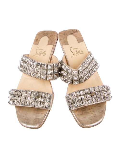 Christian Louboutin Rockstud Accents Leather Slides