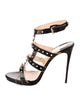 Christian Louboutin Spike Accents Leather T-Strap Sandals