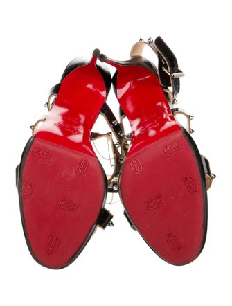Christian Louboutin Spike Accents Leather T-Strap Sandals