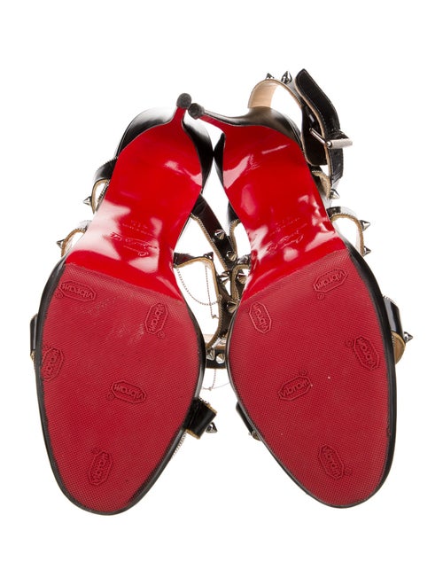 Christian Louboutin Spike Accents Leather T-Strap Sandals