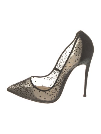 Christian Louboutin Suede Mesh Accents Pumps
