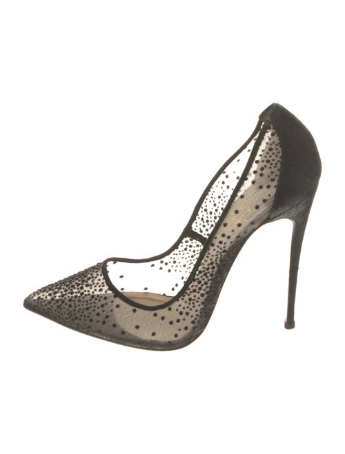 Christian Louboutin Suede Mesh Accents Pumps