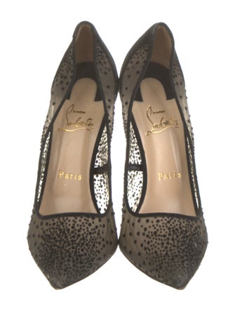 Christian Louboutin Suede Mesh Accents Pumps