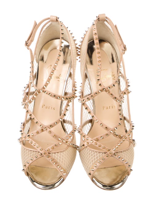 Christian Louboutin Spike Accents Leather T-Strap Pumps