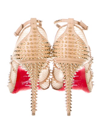 Christian Louboutin Spike Accents Leather T-Strap Pumps