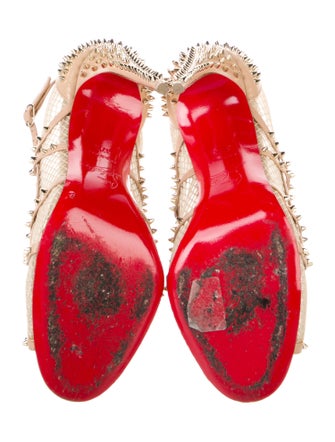Christian Louboutin Spike Accents Leather T-Strap Pumps