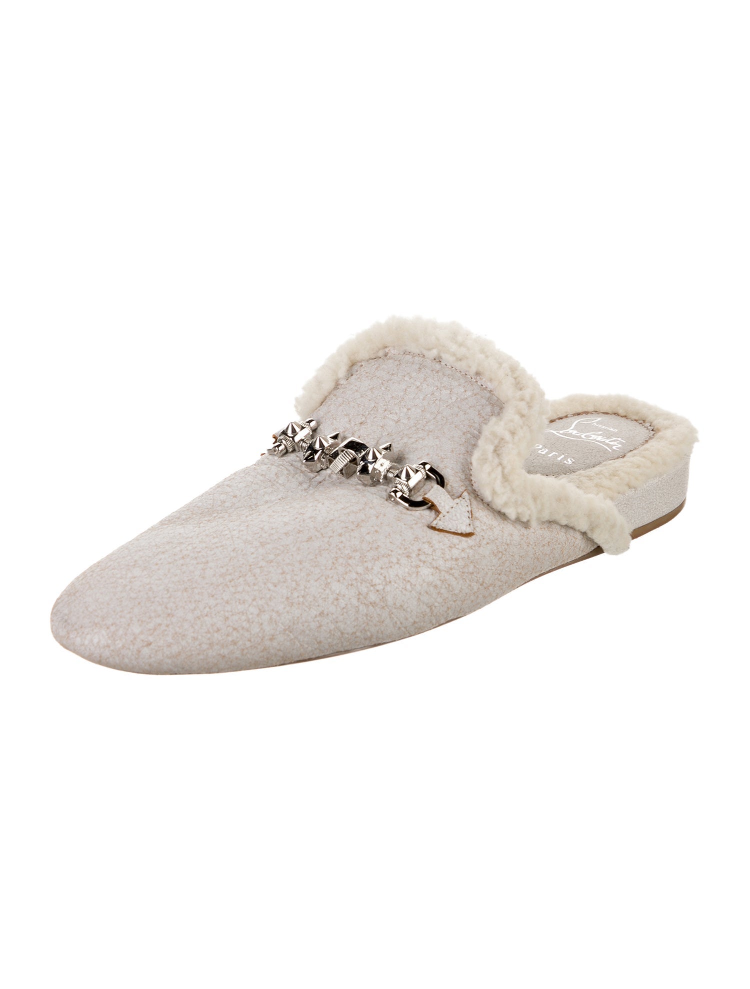 Christian Louboutin Leather Chain-Link Accents Mules