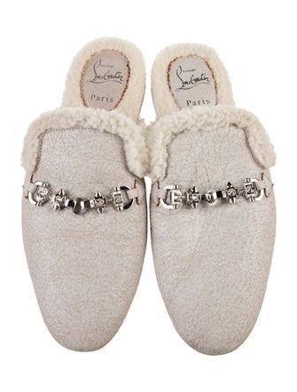 Christian Louboutin Leather Chain-Link Accents Mules