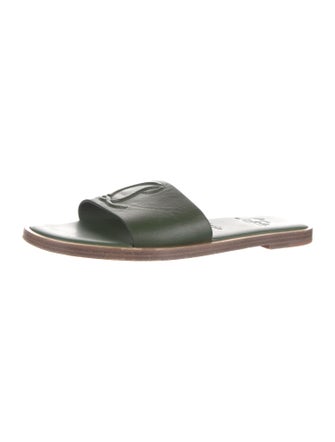 Christian Louboutin Leather Embroidered Accent Slides