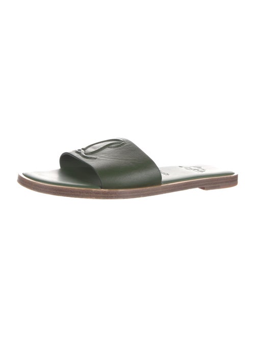 Christian Louboutin Leather Embroidered Accent Slides