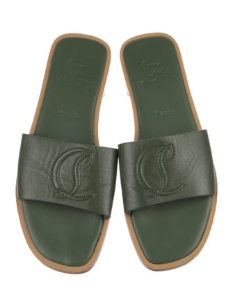 Christian Louboutin Leather Embroidered Accent Slides
