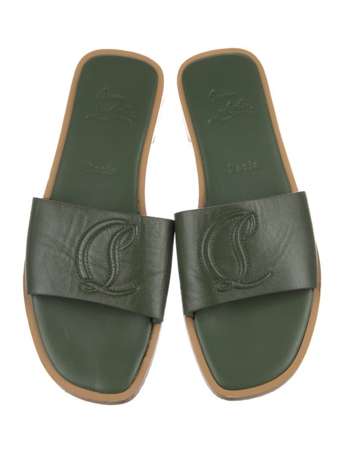 Christian Louboutin Leather Embroidered Accent Slides