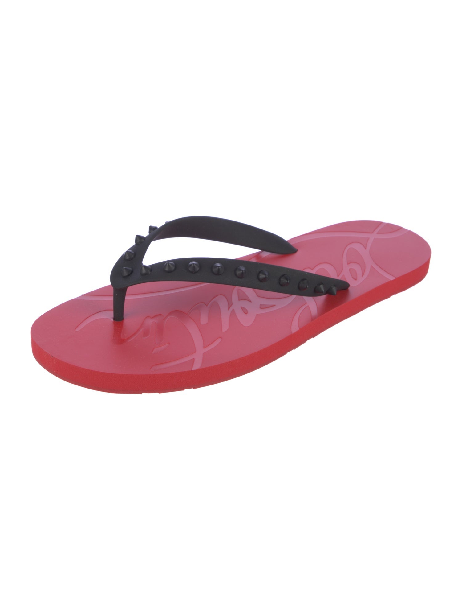Christian Louboutin Spike Accents Rubber Flip Flops