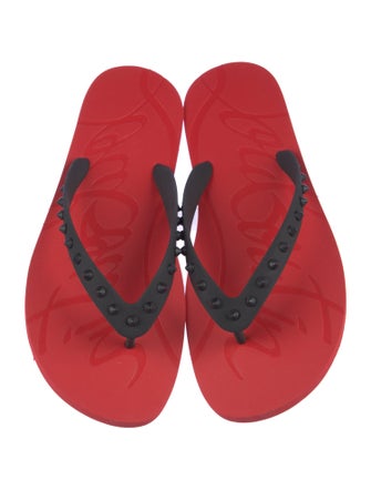 Christian Louboutin Spike Accents Rubber Flip Flops