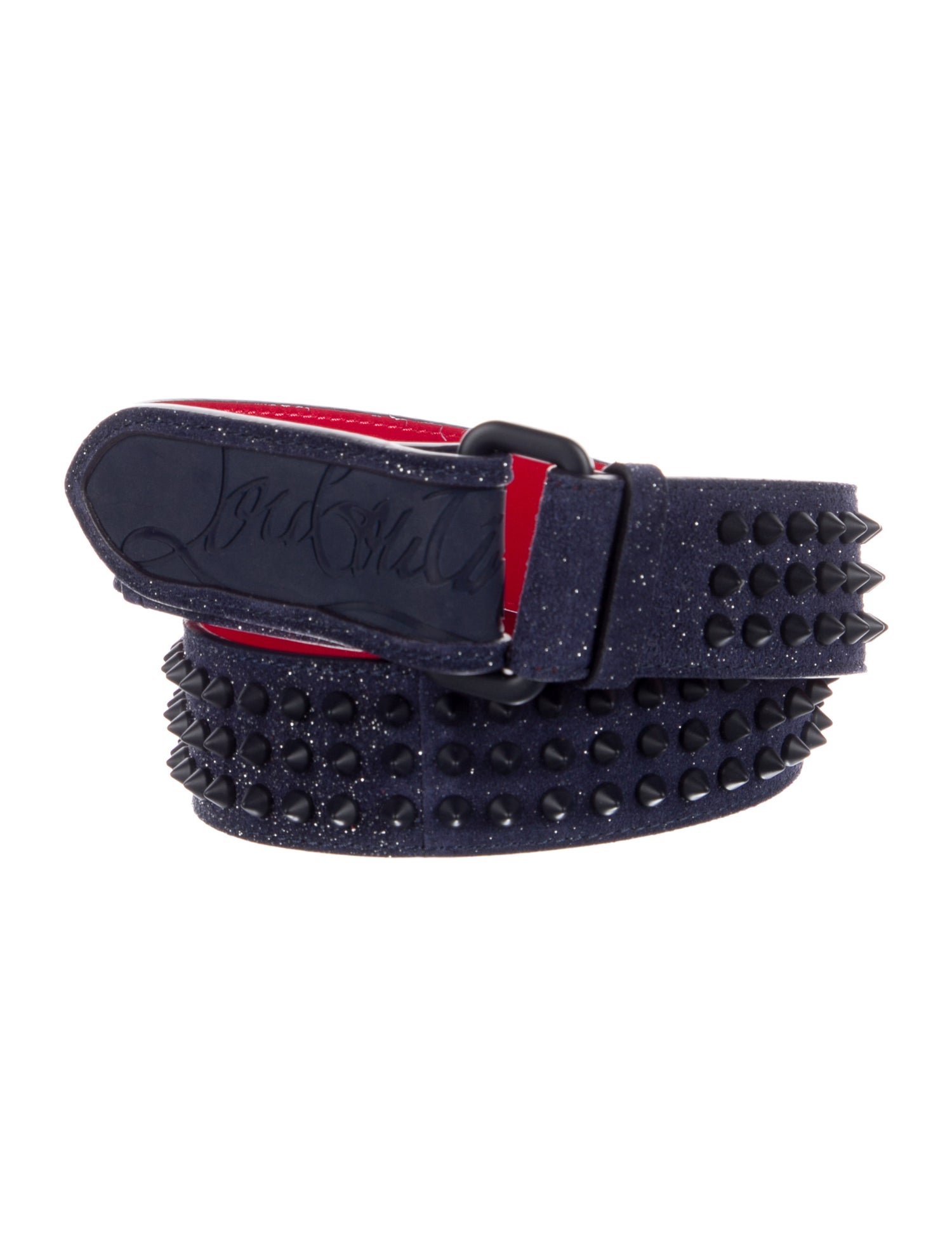 Christian Louboutin Leather Glitter Accents Waist Belt